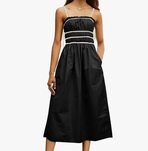 Black Midi Dress Self Tie